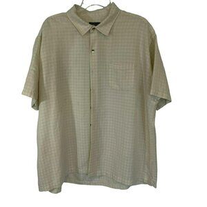 Van Heusen Men's Short Sleeve Button Front Casual Textured Shirt Sz XXL Cream